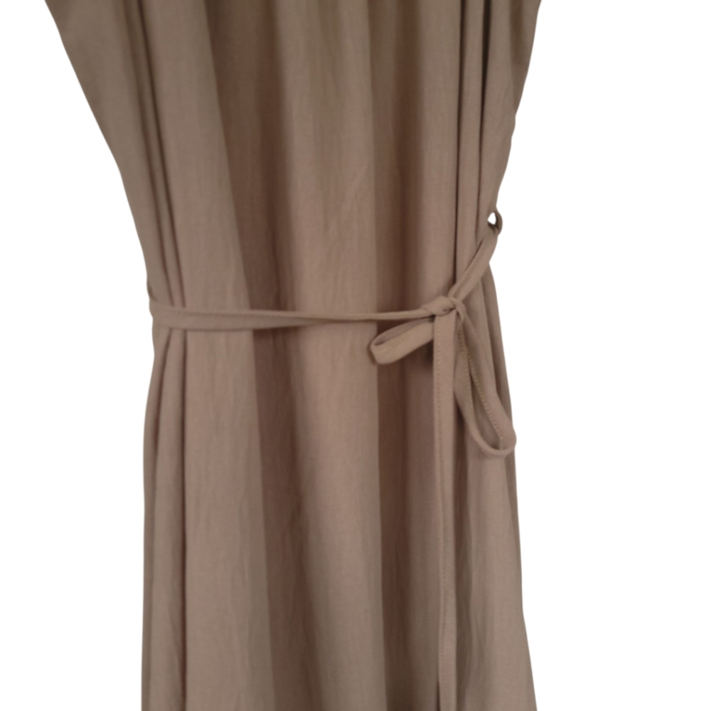 AZ Cottage Boho Flowy Maxi Dress Beaded Straps Tiered Ruffle Taupe S/M - Picture 9 of 15